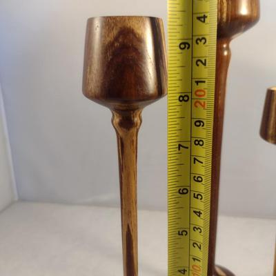 Trilogy of Graduated Hand Crafted Turned Wood English Laburnum Goblets with Intricate Inlay