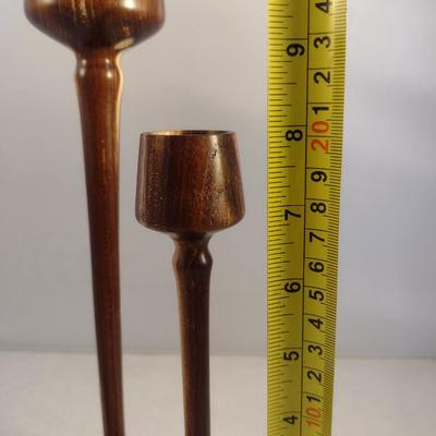 Trilogy of Graduated Hand Crafted Turned Wood English Laburnum Goblets with Intricate Inlay