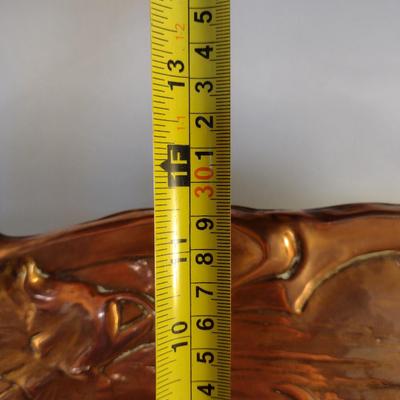 Copper Tray with Young Girl and Floral Raised Designs