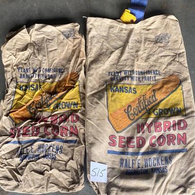Vintage Kansas Seed Corn Cloth Bags