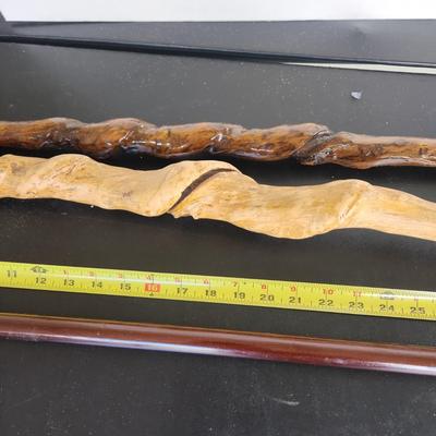 3 Waking Sticks Cane 2 natural Wood 1 Bull dog Handle