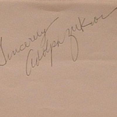 Paramount Pictures founder Adolph Zukor signature slip