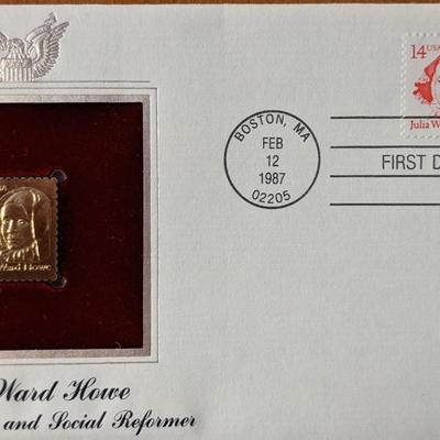 Julia Ward Howe Writer, Lecturer, and Social Reformer Gold Stamp Replica First Day Cover