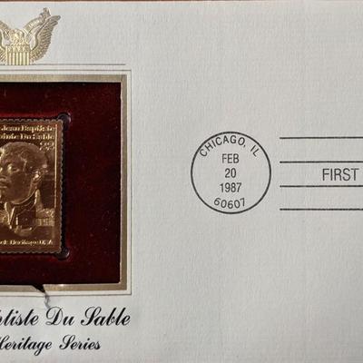 Black Heritage Series Jean Baptiste Du Sable Gold Stamp Replica First Day Cover