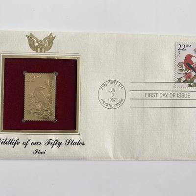 Wildlife of Our Fifty States Iiwi Gold Stamp Replica First Day Cover