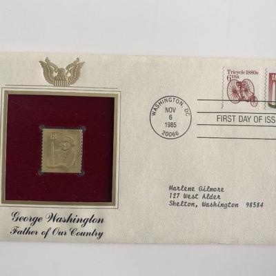 George Washington: Father of Our Country Gold Stamp Replica First Day Cover