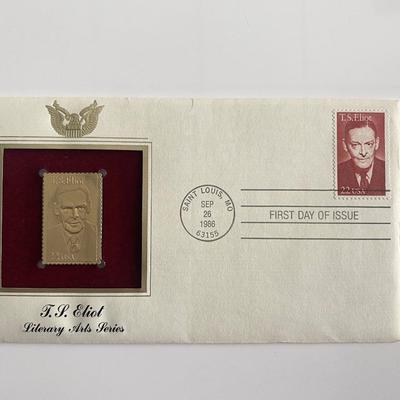T.S. Eliot: Literary Arts Series Gold Stamp Replica First Day Cover
