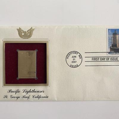 Pacific Lighthouses: St. George Reef, California Gold Stamp Replica First Day Cover