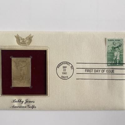 Bobby Jones: American Golfer Gold Stamp Replica First Day Cover