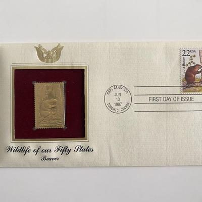 Wildlife of our Fifty States: Beaver Gold Stamp Replica First Day Cover