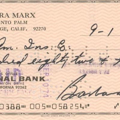 Barbara Marx signed check