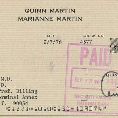Quinn Martin signed check 