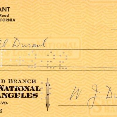 W.J. Durant signed check