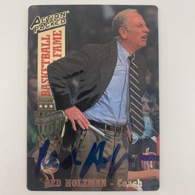Red Holzman signed basketball card