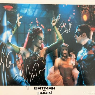 Batman & Robin signed lobby card. GFA Authenticated