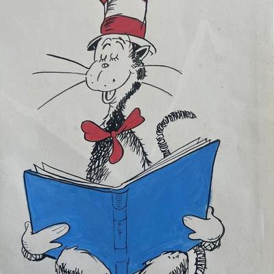 The Cat in the Hat Dr. Seuss original signed drawing