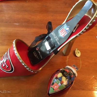 FUN! Wine Holder Bedazzled 49ers High Heel 