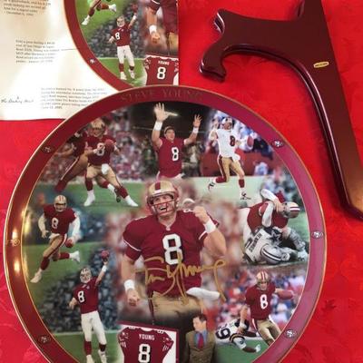 SIGNED! 2003 STEVE YOUNG #8 w/ San Francisco 49er's COLLECTOR'S PLATE
