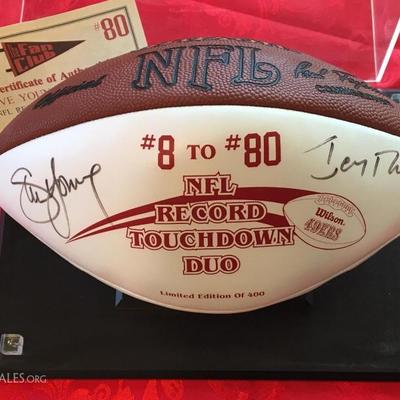 SIGNED! Record  Touchdown Duo! Jerry Rice and Steve Young!