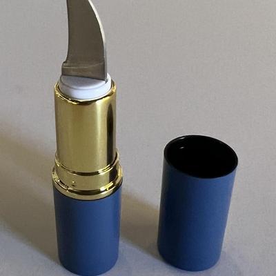 Lipstick case pocket knife prop