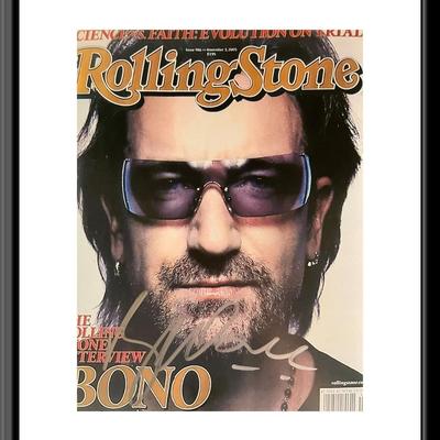 U2 Bono signed Rolling Stone Magazine cover photo