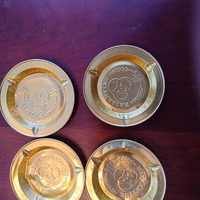 4 tin ballantine ale ashtrays