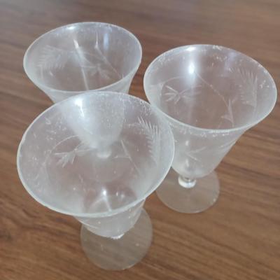 3 etched glasses
