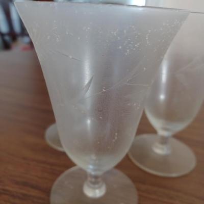 3 etched glasses
