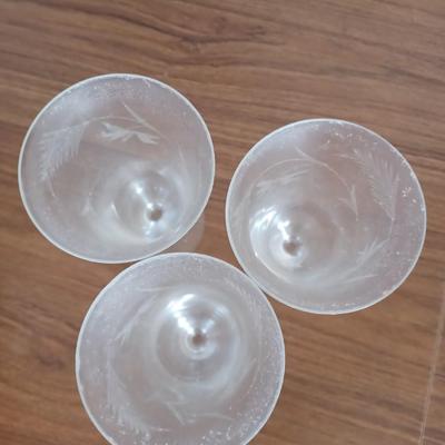3 etched glasses