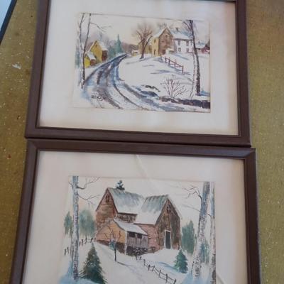 2 Pat Kelly watercolor winterscape prints