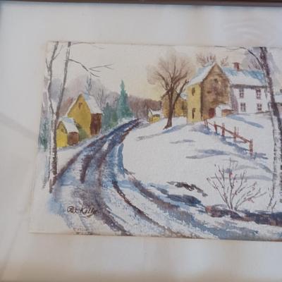 2 Pat Kelly watercolor winterscape prints