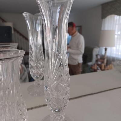 3 crystal vases
