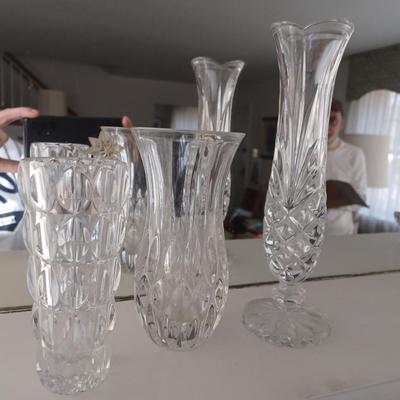 3 crystal vases
