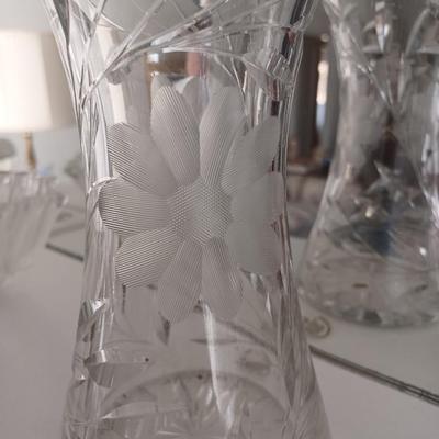 2 large etched vases