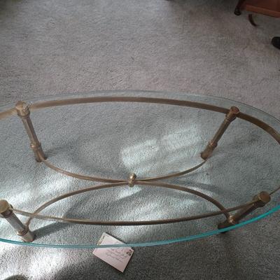 coffee & end table glass +brass