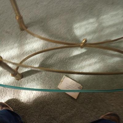 coffee & end table glass +brass
