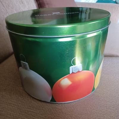 tin of xmas bulbs harry of london