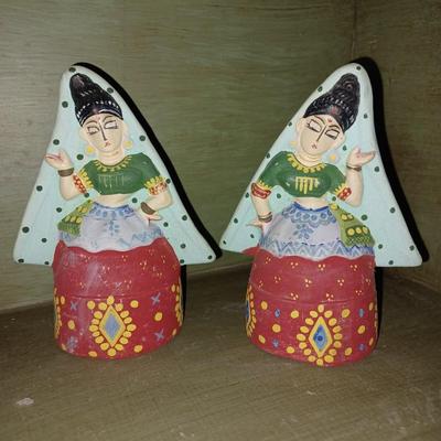 2 Indian Dancing lady figurines