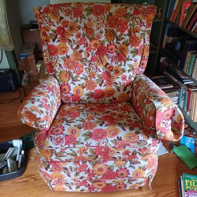 Orange/ pink floral recliner