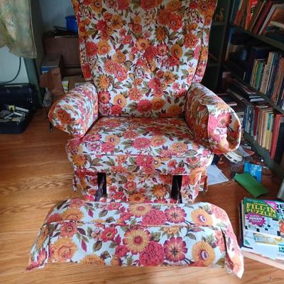 Orange/ pink floral recliner