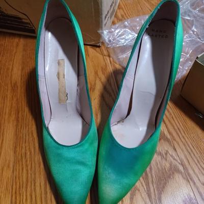 green dyed shoes (6.5) & matching purse
