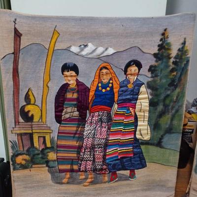 Pair Vintage Folk Mixed Media