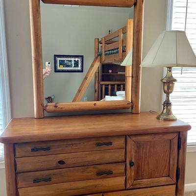 Wood Dresser & Mirror
