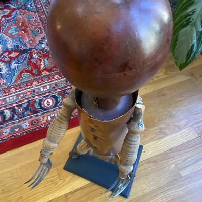 Folk Art Repurposed Metal and Wood Figure