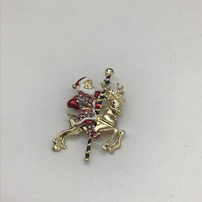 Santa and reindeer pin