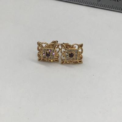Faux gems clip on Earrings