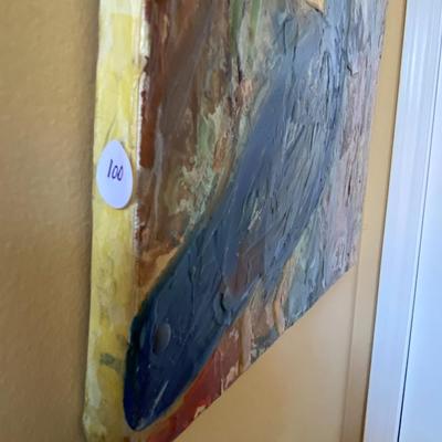 Unframed Oil on Canvas Crow Painting, Signed jjay