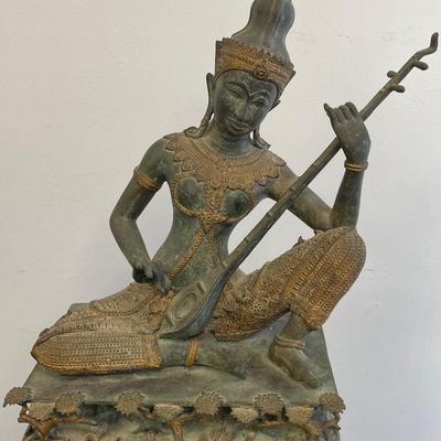 Bronze Thai Prince Musician Playing Instrument