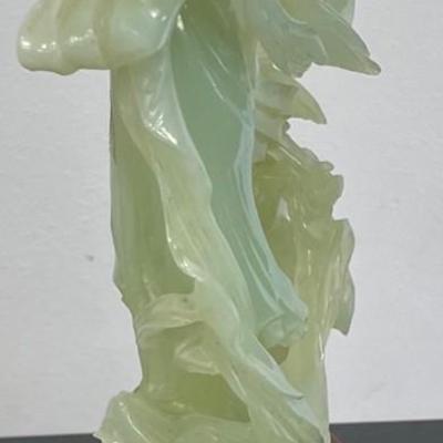Large Lady Chinese Jade Figurine on a Stand