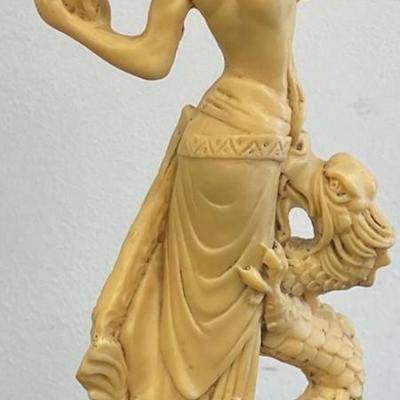 Asian Warrior God Dragon Resin Figurine